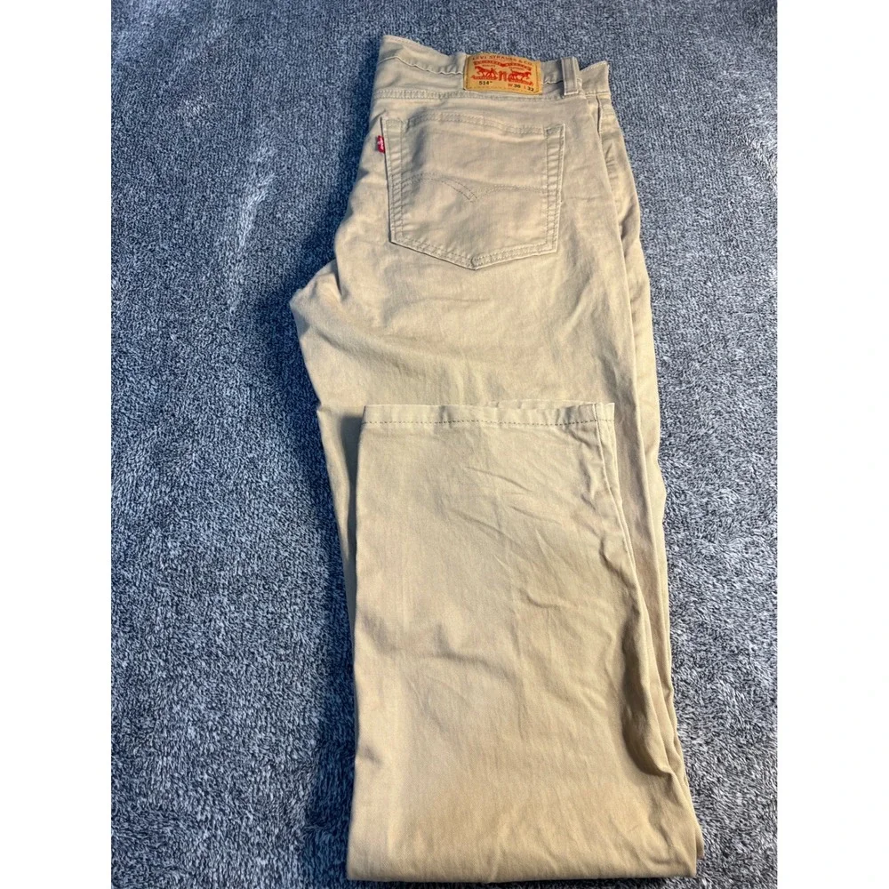 Levis 514 Straight Fit Khaki Pants Mens 36x32 Tan Cotton Stretch Chino Trousers